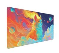 Gaming Mouse Pad 1000 x 500 x 3mm Large Mouse Mat Starry Sky Desk Pad with Stitched Edges, Anti-slip Rubber Base Mousepad, Improved Precision and Speed, Waterproof Surface, Gifts for Men (Cat) D-1107