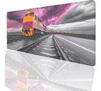 Gaming Mouse Pad 1000x500x3mm Large Gaming Mouse Mat with Stitched Edges, XXL Mousepad with Non-Slip Base, Extended Large Size Mousemat, Keyboard Desk Pad Water Resist Surface Train Landscape LMDT6301