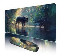 Gaming Mouse Pad 1000x500x3mm Large Mouse Mat for Desk Accessories, Grey Mousepad with Stitched Edges, Gaming Mousepad XXL with Non-Slip Rubber Base, Black Panther Mousemat for Desk Accessories, I-00