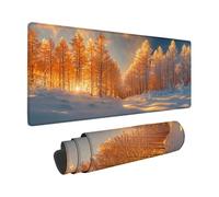 Gaming Mouse Pad 1000x500x3mm, White Mouse Mat Snow Scene Pattern with Non-Slip Rubber Base and Stitched Edge Design, XXL Mousepad Gaming Accessories for Improve Precision and Speed -zzg25059816A