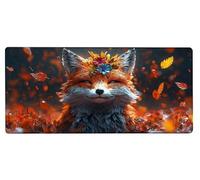 Gaming Mouse Pad 1000x500x3mm XXL Mouse Mat Large Fox Gaming Mat Flower, Extended Waterproof Mousepad with Non-Slip Rubber Base, Improved Precision and Speed for Gifts for Men, PC Accessories U-F815