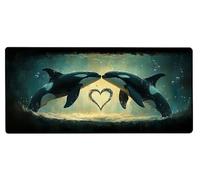 Gaming Mouse Pad 1000x500x3mm XXL Mouse Mat Large Whale Gaming Mat Love, Extended Waterproof Mousepad with Non-Slip Rubber Base, Improved Precision and Speed for Gifts for Men, PC Accessories 0-9O95