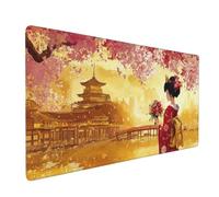 Gaming Mouse Pad 1200 x 600 x 3mm Large Mouse Mat Cherry Blossoms Desk Pad with Stitched Edges, Waterproof Anti-slip Rubber Base Mousepad, Improved Precision and Speed, Gifts for Men (Japan) D-873