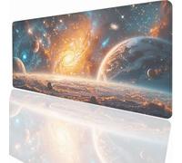 Gaming Mouse Pad 1200x600x3mm Large Gaming Mouse Mat with Stitched Edges, XXL Mousepad Non-Slip Base, Extended Large Size Mousemat, Keyboard Desk Pad Water Resist Surface Starry Sky Universe LMDT13069
