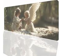 Gaming Mouse Pad 1200x600x3mm Large Gaming Mouse Mat with Stitched Edges, XXL Mousepad with Non-Slip Base, Extended Large Size Mousemat, Keyboard Desk Pad Water Resist Surface Angel Wings PjY15543 N-U