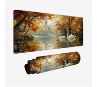 Gaming Mouse Pad 120x60cm Large Mouse Mat Autumn Desk Mat, Mousepad Swan Mousemat with Stitched Edges, Gaming Mats with Water Resist Surface, Improved Precision and Speed, Desk Accessories H2-484
