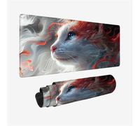 Gaming Mouse Pad 120x60cm Large Mouse Mat Cat Desk Mat, Mousepad White Mousemat with Stitched Edges, Gaming Mats with Water Resist Surface, Improved Precision and Speed, Desk Accessories H2-990