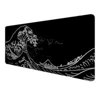 Gaming Mouse Pad 12x31.5in Dark Purple Ripples Black Purple Lines Stitched Edges Mous Mat Office Computer Keyboard Laptop Home Extended Large Non-Slip Base Desk Pad Mat