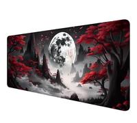 Gaming Mouse Pad 12x31.5in Dark Purple Ripples Black Purple Lines Stitched Edges Mous Mat Office Computer Keyboard Laptop Home Extended Large Non-Slip Base Desk Pad Mat