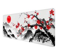 Gaming Mouse Pad 12x31.5in Dark Purple Ripples Black Purple Lines Stitched Edges Mous Mat Office Computer Keyboard Laptop Home Extended Large Non-Slip Base Desk Pad Mat