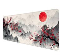 Gaming Mouse Pad 12x31.5in Dark Purple Ripples Black Purple Lines Stitched Edges Mous Mat Office Computer Keyboard Laptop Home Extended Large Non-Slip Base Desk Pad Mat