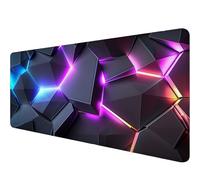 Gaming Mouse Pad 12x31.5in Dark Purple Ripples Black Purple Lines Stitched Edges Mous Mat Office Computer Keyboard Laptop Home Extended Large Non-Slip Base Desk Pad Mat