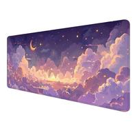 Gaming Mouse Pad 12x31.5in Dark Purple Ripples Black Purple Lines Stitched Edges Mous Mat Office Computer Keyboard Laptop Home Extended Large Non-Slip Base Desk Pad Mat