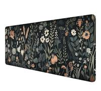 Gaming Mouse Pad 12x31.5in Dark Purple Ripples Black Purple Lines Stitched Edges Mous Mat Office Computer Keyboard Laptop Home Extended Large Non-Slip Base Desk Pad Mat