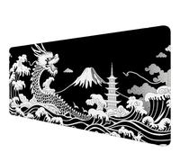 Gaming Mouse Pad 12x31.5in Dark Purple Ripples Black Purple Lines Stitched Edges Mous Mat Office Computer Keyboard Laptop Home Extended Large Non-Slip Base Desk Pad Mat