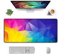 Gaming Mouse Pad 12x31.5in Full titched Edges Non-Slip Laptop Computer Keyboard Mousepad for Office and Home Rhombus Design Extended Large Non-Slip Base Desk Pad Mat