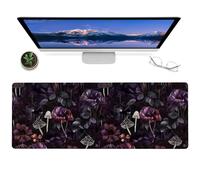 Gaming Mouse Pad 12x31.5in Gothic Ram Skull Non-Slip Rubber Dark Floral and Moth Design Mousepad for Office Home mat Gifts for Goth and Occult Art Decor Extended Large Non-Slip Base Desk Pad Mat