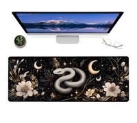 Gaming Mouse Pad 12x31.5in Gothic Ram Skull Non-Slip Rubber Dark Floral and Moth Design Mousepad for Office Home mat Gifts for Goth and Occult Art Decor Extended Large Non-Slip Base Desk Pad Mat