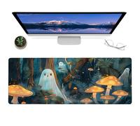 Gaming Mouse Pad 12x31.5in Gothic Ram Skull Non-Slip Rubber Dark Floral and Moth Design Mousepad for Office Home mat Gifts for Goth and Occult Art Decor Extended Large Non-Slip Base Desk Pad Mat