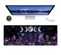 Gaming Mouse Pad 12x31.5in Gothic Ram Skull Non-Slip Rubber Dark Floral and Moth Design Mousepad for Office Home mat Gifts for Goth and Occult Art Decor Extended Large Non-Slip Base Desk Pad Mat