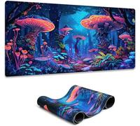 Gaming Mouse Pad 12x31.5in Horror Skull Blacklight Colorful Skeleton Neon Mousemat Glow in The Dark Abstract for Office Home - Extended Large Non-Slip Base Desk Pad Mat