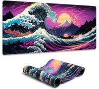 Gaming Mouse Pad 12x31.5in Horror Skull Blacklight Colorful Skeleton Neon Mousemat Glow in The Dark Abstract for Office Home - Extended Large Non-Slip Base Desk Pad Mat