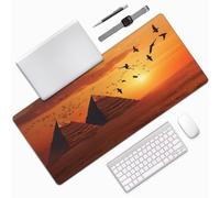 Gaming Mouse Pad 1400*600*3mm, Large Mouse Mat Retro Mousemat Extended Mousepad Egypt Waterproof Desk Mat with Rubber Base Stitched Edges, Gaming Accessories for Improve Accuracy Speed, Gifts 0E-327