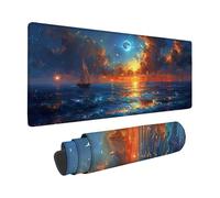 Gaming Mouse Pad 1500x800x3 mm, Blue Mouse Mat Sea View Pattern with Non-Slip Rubber Base and Stitched Edge Design, XXL Mousepad Gaming Accessories for Office, Improve Precision and Speed -zzg250581