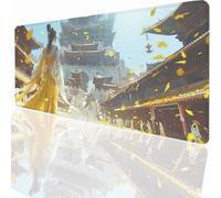 Gaming Mouse Pad 1500x800x3mm Large Gaming Mouse Mat with Stitched Edges XXL Mousepad Non-Slip Base Extended Mousemat Keyboard Desk Pad Water Resist Surface Abstract Chinese Architecture LMDT3778