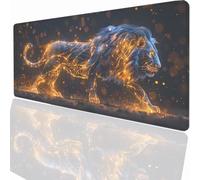 Gaming Mouse Pad 1500x800x3mm Large Gaming Mouse Mat with Stitched Edges, XXL Mousepad with Non-Slip Base, Extended Large Size Mousemat, Keyboard Desk Pad Water Resist Surface Lion PjY12393 N-U