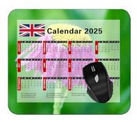 Gaming Mouse Pad 2025 Year Calendar with Holidays,Lines Wavy White Light Color Mouse Mat for Office Computers Laptop Men Women