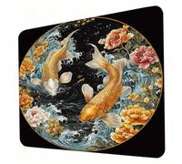 Gaming Mouse Pad 240 x 200 x 3mm Black Mouse Mat, Optimised for Gaming Sensors, Moderate Surface Friction, Non-Slip and Stitched Edg Mousepad Fish, Mac and PC Gaming Accessories, Gifts for Men J0-351