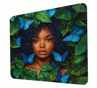 Gaming Mouse Pad 240 x 200 x 3mm Butterfly Mouse Mat, Optimised for Gaming Sensors, Moderate Surface Friction, Non-Slip and Stitched Edg Mousepad Beautiful Women (5), Mac and PC, Gifts for Men J0-462