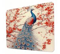 Gaming Mouse Pad 240 x 200 x 3mm Cream Mouse Mat, Optimised for Gaming Sensors, Moderate Surface Friction, Non-Slip and Stitched Edg Mousepad Peacock, Mac and PC Gaming Accessories, Gifts J0-826