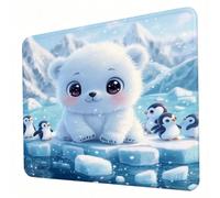 Gaming Mouse Pad 240 x 200 x 3mm White Mouse Mat, Optimised for Gaming Sensors, Moderate Surface Friction, Non-Slip and Stitched Edg Mousepad Polar Bear, Mac and PC Gaming Accessories, Gifts J0-31