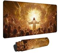 Gaming Mouse Pad 31.5 x 15.7 inch XXL Mouse Mat Religion Non-slip Desk Mat,Mousepad with Stitched Edges,Waterproof Mousemat,Large Extended Mousepad for PC,Gaming,Home,Office (800 x 400 mm Jesus)-j222i