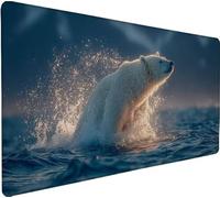 Gaming Mouse Pad 31.5x11.8x0.12 inch Large Mouse Mat Polar Bear Mousepad Large Animal, Extended Waterproof Mousepad with Non-Slip Rubber Base, Improved Precision and Speed, Gaming Accessories P-2H71
