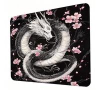 Gaming Mouse Pad 320 x 260 x 3mm Black Mouse Mat, Optimised for Gaming Sensors, Moderate Surface Friction, Non-Slip and Stitched Edg Mousepad Dragon, Mac and PC Gaming Accessories, Gifts J0-336