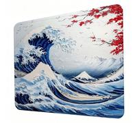 Gaming Mouse Pad 320 x 260 x 3mm Blue Mouse Mat, Optimised for Gaming Sensors, Moderate Surface Friction, Non-Slip and Stitched Edg Mousepad Waves, Mac and PC Gaming Accessories, Gifts for Men J0-614
