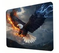 Gaming Mouse Pad 320 x 260 x 3mm Flame Mouse Mat, Optimised for Gaming Sensors, Moderate Surface Friction, Non-Slip and Stitched Edg Mousepad Eagle, Mac and PC Gaming Accessories, Gifts for Men J0-524