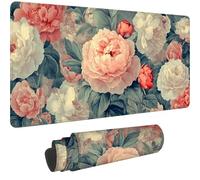 Gaming Mouse Pad 35.4 x 15.7 inch XXL Mouse Mat Retro Non-slip Desk Mat, Mousepad with Stitched Edges, Waterproof Mousemat, Large Extended Mousepad for PC,Gaming,Home,Office(900 x 400 mm Flower)-dd672