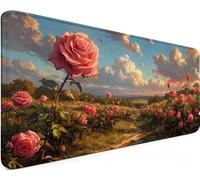 Gaming Mouse Pad 35.4x15.7x0.12 Inch Large Mouse Mat Flower L-I203P | Extended Waterproof with Non-Slip Rubber Base Meet High-Speed and High-Precision Requirements for PC Accessories, Gifts Men