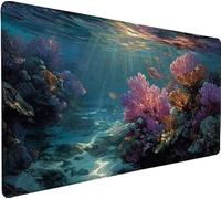 Gaming Mouse Pad 35.4x15.7x0.12 inch Large Mouse Mat Lake Mousepad Large Coral, Extended Waterproof Mousepad with Non-Slip Rubber Base, Improved Precision and Speed for Gaming Accessories 7-NZ16