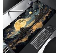 Gaming Mouse Pad 39.4x19.7x0.08 inch, Yellow Moon Landscape XXL Extended Mouse Mat, Non-Slip Keyboard Mat with Stitched Edges, Large Mouse Mats for Desk Home Office