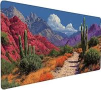 Gaming Mouse Pad 39.4x19.7x0.12 inch Large Mouse Mat Cactus Mousepad Large View, Extended Waterproof Mousepad with Non-Slip Rubber Base, Improved Precision and Speed for Gaming Accessories A-8291