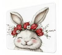 Gaming Mouse Pad 420 x 350 x 3mm Animal Mouse Mat, Optimised for Gaming Sensors, Moderate Surface Friction, Non-Slip and Stitched Edg Mousepad Rabbit, Mac and PC Gaming Accessories, Gifts J0-263