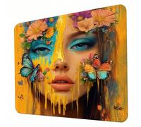 Gaming Mouse Pad 420 x 350 x 3mm Butterfly Mouse Mat, Optimised for Gaming Sensors, Moderate Surface Friction, Non-Slip and Stitched Edg Mousepad Beautiful Women (2), Mac and PC, Gifts for Men J0-460