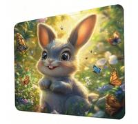 Gaming Mouse Pad 420 x 350 x 3mm Butterfly Mouse Mat, Optimised for Gaming Sensors, Moderate Surface Friction, Non-Slip and Stitched Edg Mousepad Rabbit, Mac and PC Gaming Accessories, Gifts J0-438