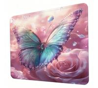 Gaming Mouse Pad 420 x 350 x 3mm Pink Mouse Mat, Optimised for Gaming Sensors, Moderate Surface Friction, Non-Slip and Stitched Edg Mousepad Butterfly, Mac and PC Gaming Accessories, Gifts J0-272