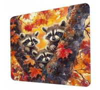 Gaming Mouse Pad 420 x 350 x 3mm Raccoon Mouse Mat, Optimised for Gaming Sensors, Moderate Surface Friction, Non-Slip and Stitched Edg Mousepad Forest, Mac and PC Gaming Accessories, Gifts J0-506